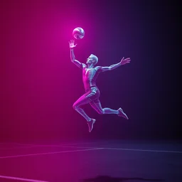 of an xray volly ball player jumping for ball,