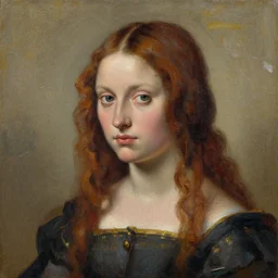 Renaissance impasto painting of an Anime girl, visible brushstrokes, in style of Rembrandt