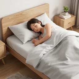 3 d render of someone sleeping in a bed