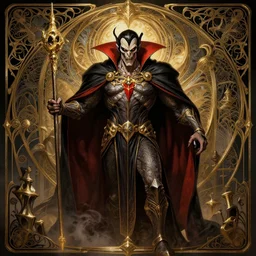 dracula, intricate, d & d, wizard, powerful, fantasy, art nouveau, baroque style, digital painting, trending on artstation, sharp focus, wide shot, illustration, monstrous, global illumination, ray tracing, art by artgerm and greg rutkowski and ruan jia