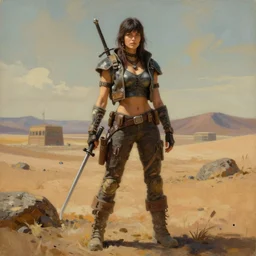 mad max wasteland, oil painting, smooth, beautifully detailed, dreary, trending on artstation, by alena aenami