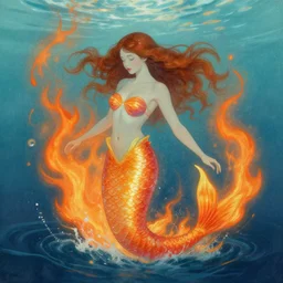 jada fire as a beautiful mermaid emerging from the ocean, art by Edgar Maxence and Ross Tran and Michael Whelan