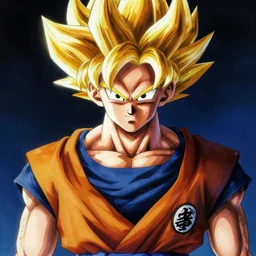 ultra realistic portrait painting of goku becoming a super saiyan in the night, art by akira toriyama, 4 k, dragon ball artstyle, cel shaded, highly detailed, epic lighting