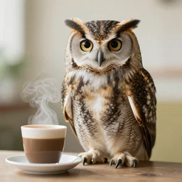 owl having a morning coffee
