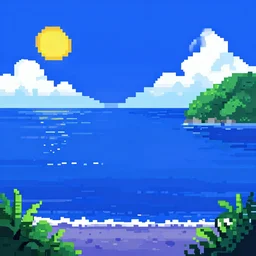 ocean, pixel art