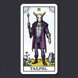 The Fool tarot card in a cyberpunk style