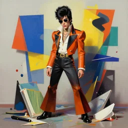 a messy painting of prince as a 7 0 s pimp in the style of laszlo moholy - nagy and noriyoshi ohrai and wlop, trending on artstation, highly detailed, digital art