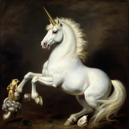 a magestic unicorn, in the style of Caravaggio, masterpiece oil painting