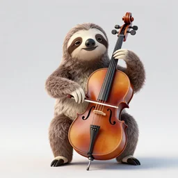 full body 3d render of a sloth playing the cello as a funko pop, studio lighting, white background, blender, trending on artstation, 8k, highly detailed