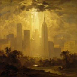 a city of light and gold under the ancient runs painted by thomas cole