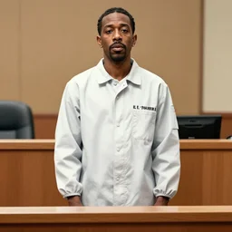 courtroom sketch of frank ocean in a prison jumpsuit