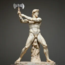 Ancient Statue of Hercules swinging a battle axe