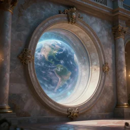 wall with a circular magic portal to another world. dynamic perspective, ethereal, rich estate, fantasy, smooth, sharp focus, high detailed digital art trending in artstation. artist greg rutkowski