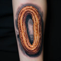 a tattoo of a single churro