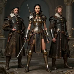 highly detailed steampunk gal gadot standing, iron age : leonardo da vinci, greg rutkowski, magali villeneuve