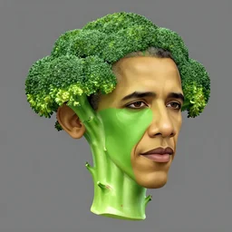 broccoli hairstyle for barack obama with a green face, trending on artstation