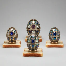 Faberge eggs with faberge toast, Hermitage Museum exhibit