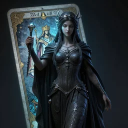 unreal engine render + a goddess, tarot card, dark souls colour scheme, luminal, smooth, coherent, high detailed, kerem beyit, Karol Bak, featured on artstation, instagram HD, unreal engine