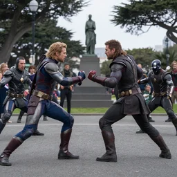 avengers end game battle scene in san francisco dolores park.