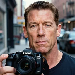 closeup portrait of John Cena , new york back street , by Steve McCurry and David Lazar, natural light, detailed face, CANON Eos C300, ƒ1.8, 35mm, 8K, medium-format print