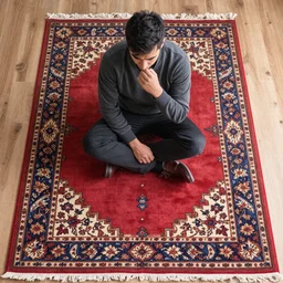 a man wearing an ornamental rug