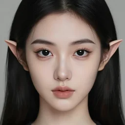 a creepy portrait, beautiful girl, black hair, professionally retouched, soft lighting, realistic, pointed elf ears, smooth face, black alien eyes, wide angle, sharp focus on the eyes, 8 k high definition, insanely detailed, intricate, elegant, beautiful, art by artgerm and wlop