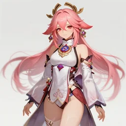 charming character yae miko in lingeries from video game genshin impact, intricate, elegant, sharp focus, illustration, highly detailed, digital painting, concept art, matte, art by wlop and artgerm and greg rutkowski and ross tran, masterpiece