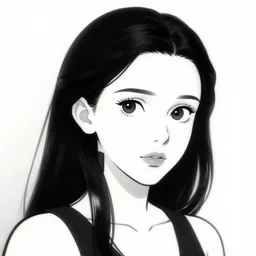 Millie Bobby Brown in black and white anime