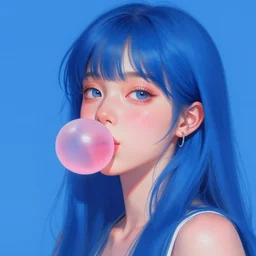 Bella ragazza, bubblegum, visualartzi, korean, and blue image, digital painting by Karla Ortiz, James Paick, Charlie Bowater, Krenz Cushart, masterpiece, trending on artstation, cgstudio