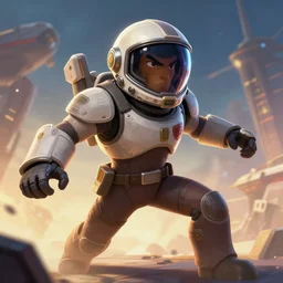 portrait of a starship captain with a helmet video game character, digital illustration portrait design 3 / 4 perspective, detailed, gorgeous lighting, wide angle action dynamic portrait