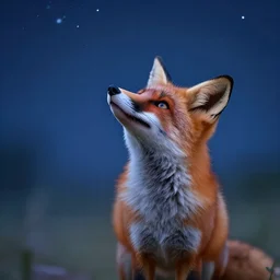 furry fox looking up at the night sky, fantasy, high detail