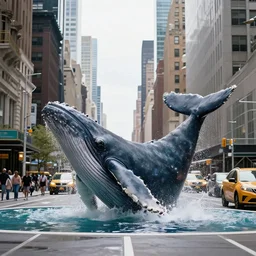 A whale in the middle of the streets of new york