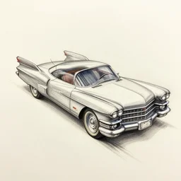 a color pencil design sketch for a 5 0 s flying cadillac car with plane wings