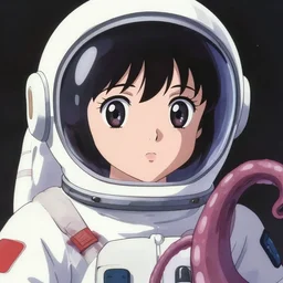 portrait of Sadako with big eyes, astronaut girl fighting a squid tentacle on her space helmet, ilya kuvshinov,  Kyoto animation,  concept art, yoshitoshi abe, katsura masakazu,tsutomu nihei, gustav klimt, loish, kawaii, studio lighting, manga, bright colors, anime,beautiful, 35mm lens,noir, vibrant high contrast, gradation, jean giraud, moebius, fantasy, rule of thirds, fibonacci, intricate, cel shaded, flat, matte print, smooth,artstation, soft eyes,concept art