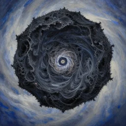 fractal black hole, acrilic paint, brush paint, heavenly atmosphere, paint, ultra detailed, beautiful image, resolution, artstation