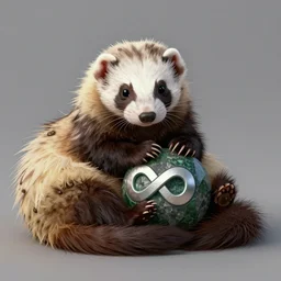A ferret is cuddling one of the infinity stones, hyperdetailed, artstation, cgsociety, 8k