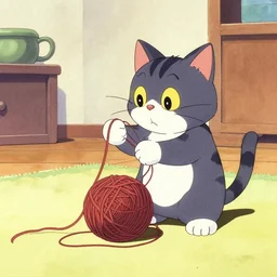 cat playing with yarn yoji shinkawa