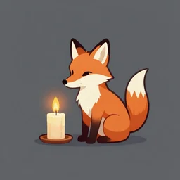 a vector logo of a fox with candle as ears looking at a candle