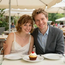 creamy, delicious portrait of a couple on a date, by wes anderson