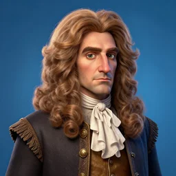portrait of Isaac Newton as a character in Monsters, Inc., digital art, 4 K, detail