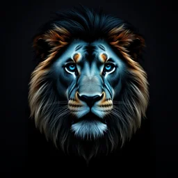 blue lion black background