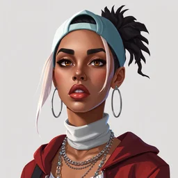 2 d character design, female rapper, vector art, digital art, portrait, 4 k, 8 k, sharp focus, smooth, illustration, concept art, music artist