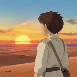 luke skywalker looking at tatooine two suns sunset by ghibli