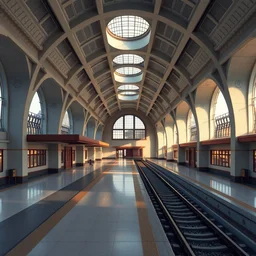 a beautiful hyperdetailed highly detailed urbex train station by alvaro siza ( alvaro siza vieira ), myst, archdaily, wallpaper, highly detailed, trending on artstation.