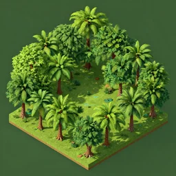tropical forest. isometric view, Unreal Engine, Greg Rutkowski, ArtStation