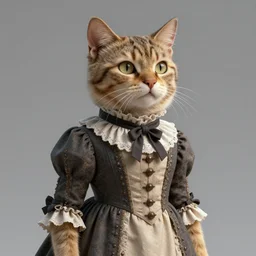 cat in a victorian era dress, digital art, highly detailed, octane render, unreal engine,