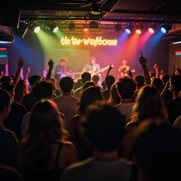 dramatic scene shallow depth of field uncanny photograph of a colorful music club scene titled'this yellow light on the crowd ', photographed by william eggleston and ken price, grainy shocking detail trending on artstation 8 k