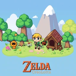 zelda game in graphic style of animal crossing