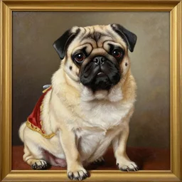 the royal pug portrait by greg hildebrant fancy baroque regal puppy oil painting high quality award winning