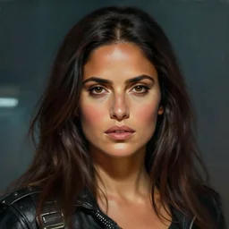 a young Salma Hayek  as  a  replicant from blade runner, detailed, centered, digital painting, artstation, concept art, donato giancola, Joseph Christian Leyendecker, WLOP, Boris Vallejo, Breathtaking, 8k resolution, extremely detailed, beautiful, establishing shot, artistic, hyperrealistic, beautiful face, cyberpunk , octane render